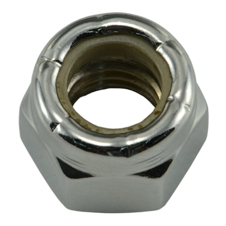Midwest Fastener Nylon Insert Lock Nut, 3/8"-16, Steel, Chrome Plated, 10 PK 74304